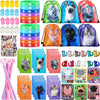Jerify 91 Pcs Cat Birthday Party Favors Decoration Cat Party favor bags Fillers Drawstring Backpack Bracelets Squeeze Kids Toys