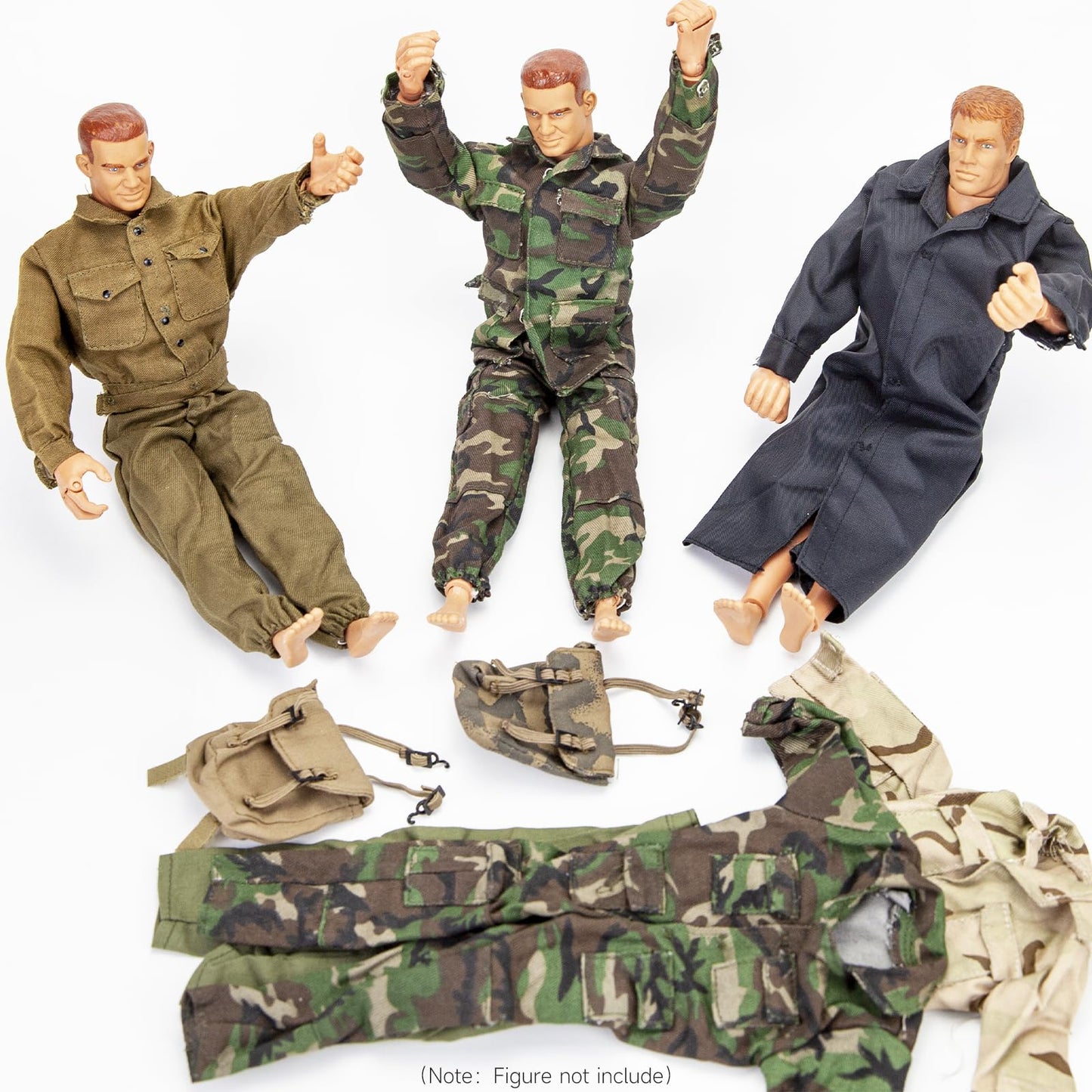 SIXPOINTS 1/6 Scale Camo Military Uniform Set with Accessories for 12" GI Joe - SP500, Cloth, 8 Sets & Harness Bag