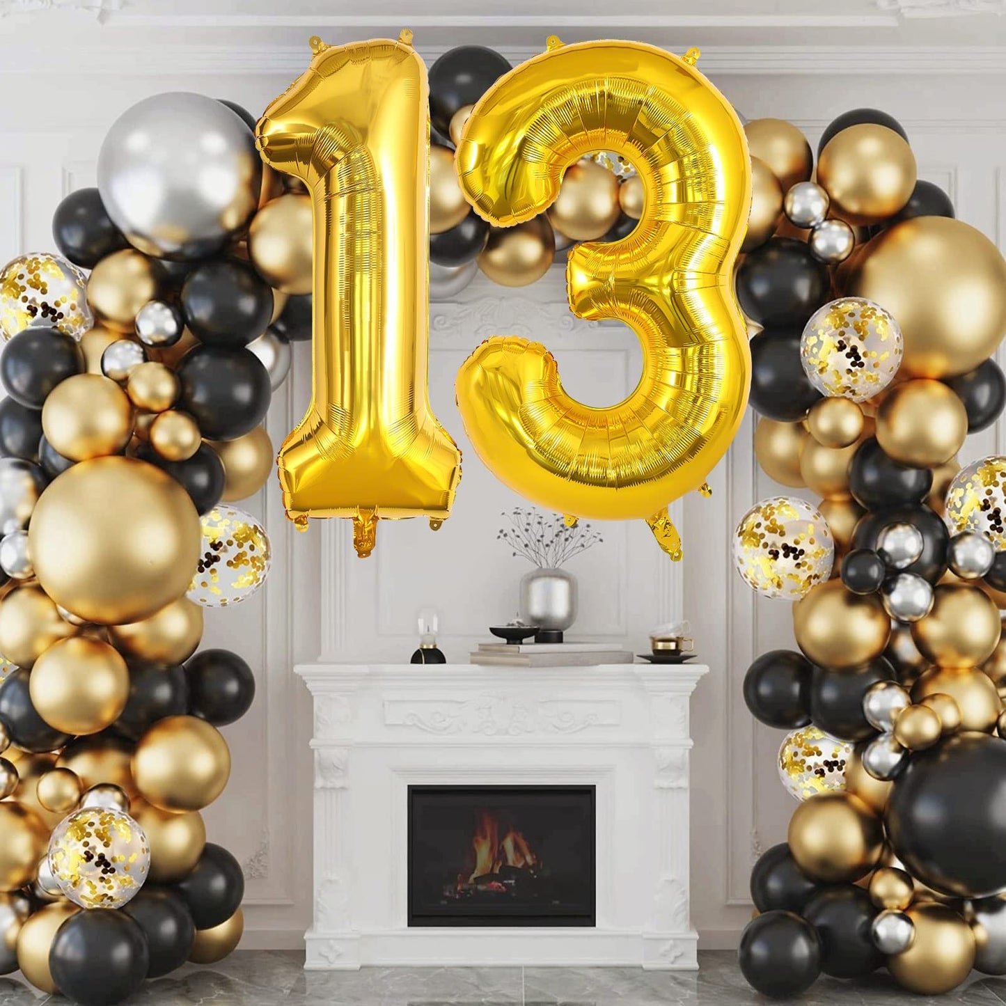Gold 13 Balloon Numbers, Large 13 Or 31 Foil Balloons, Big Number Balloons 40 Inch For 13Th / 31St Birthday Party And Anniversar