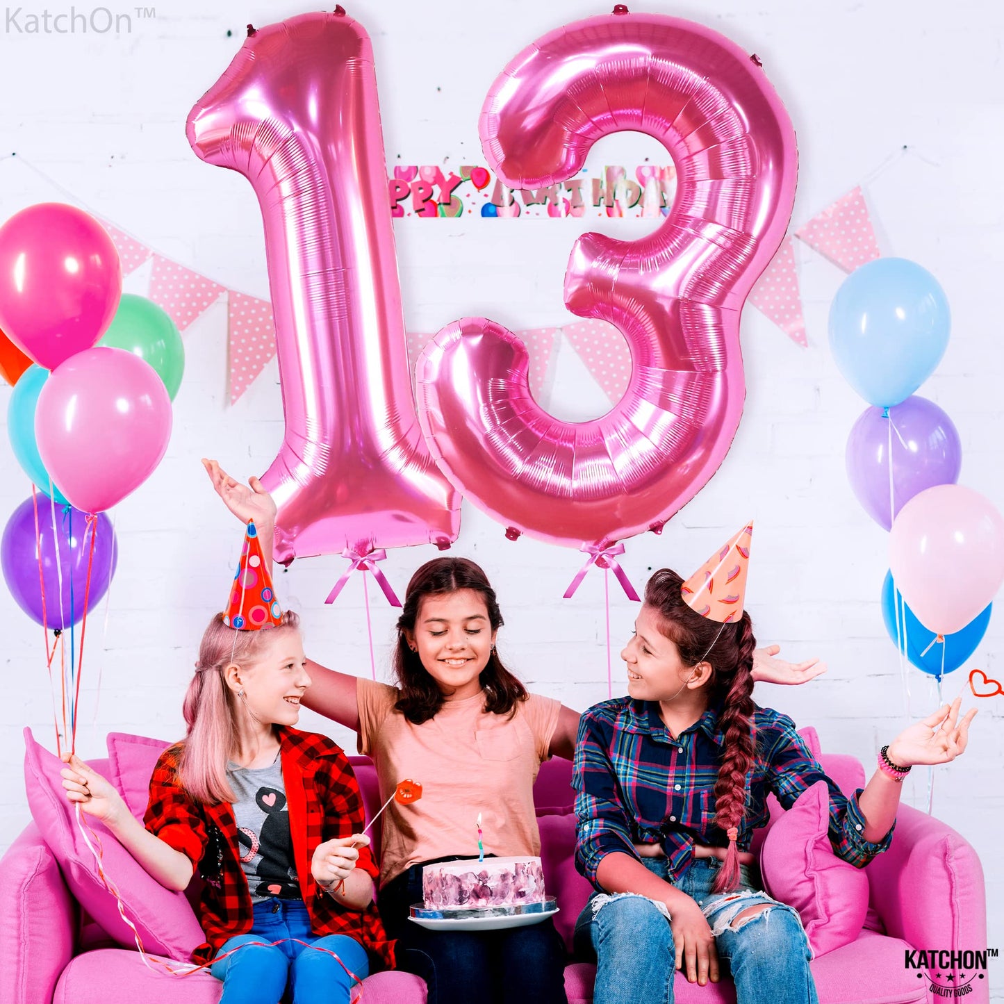 Katchon, Hot Pink 13 Balloon Numbers - Giant, 40 Inch | Hot Pink 13Th Birthday Balloons For Girls | 13Th Birthday Decorations For Girls | Hot Pink Number 13 Balloons | Hot Pink 13 Birthday Decorations