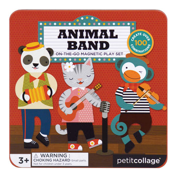 Petit Collage Animal Band Magnetic Play Set - 27 Piece Mix & Match Game for Kids, Ideal Travel Activity, PTC227