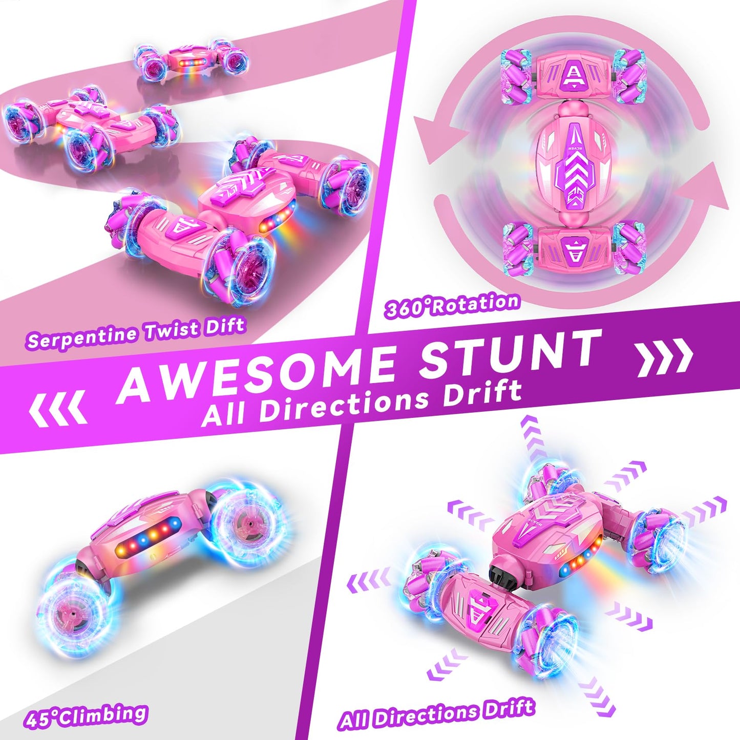 Nicella Gesture Sensing RC Stunt Car, Remote Control Car 360 Rotating 4WD 2.4Ghz RC Cars Transform Hand Controlled Car Toys with