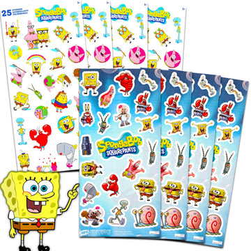 Spongebob Squarepants Stickers for Kids - Bundle Set with 100 Spongebob Stickers for Crafts, Party Favors, Scrapbooks, and More