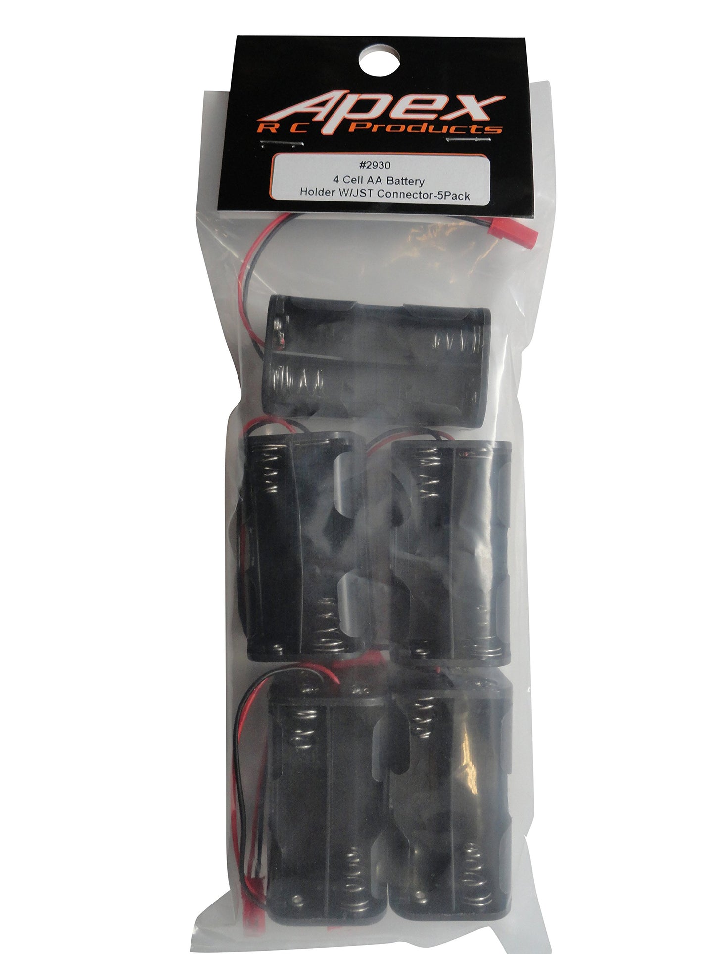 Apex RC Products 4 Cell AA Battery Holder W/JST Connector Receiver Battery Pack - 5 Pack 2930
