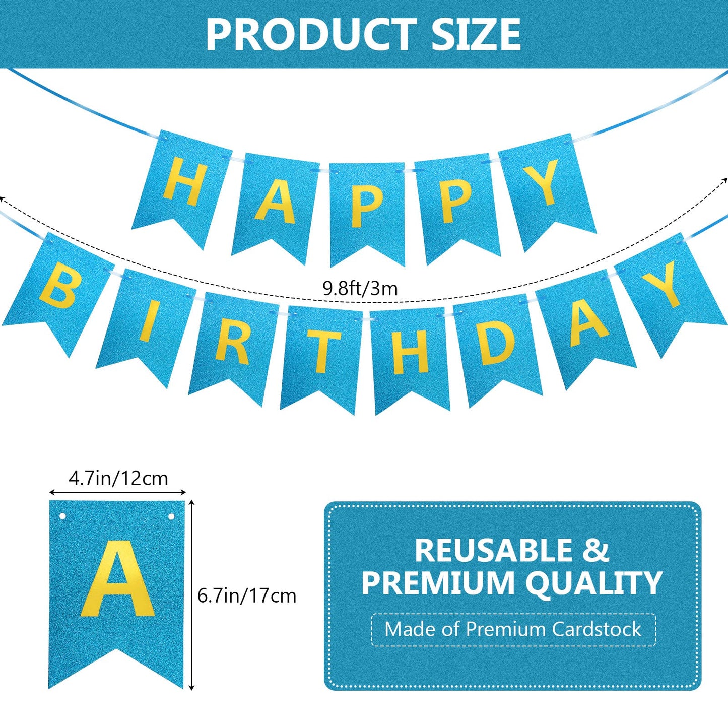 Clabby Happy Birthday Banner Shiny Happy Birthday Sign Happy Birthday Bunting With Shiny Letters For Birthday Party Decoration S