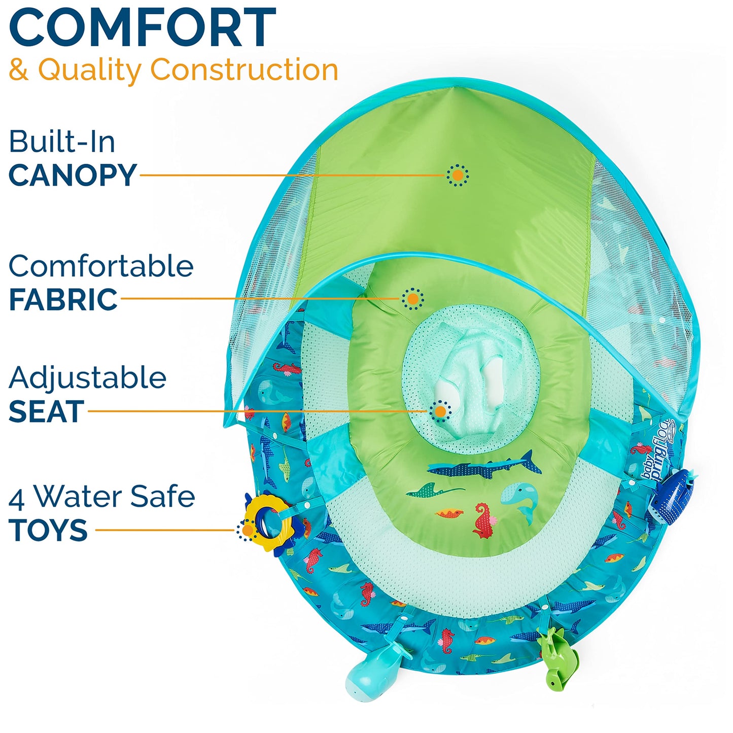 Swimways Baby Spring Float Splash N Play, Baby Float With Canopy & Upf Protection, Baby Pool Toys & Swimming Pool Accessories Fo