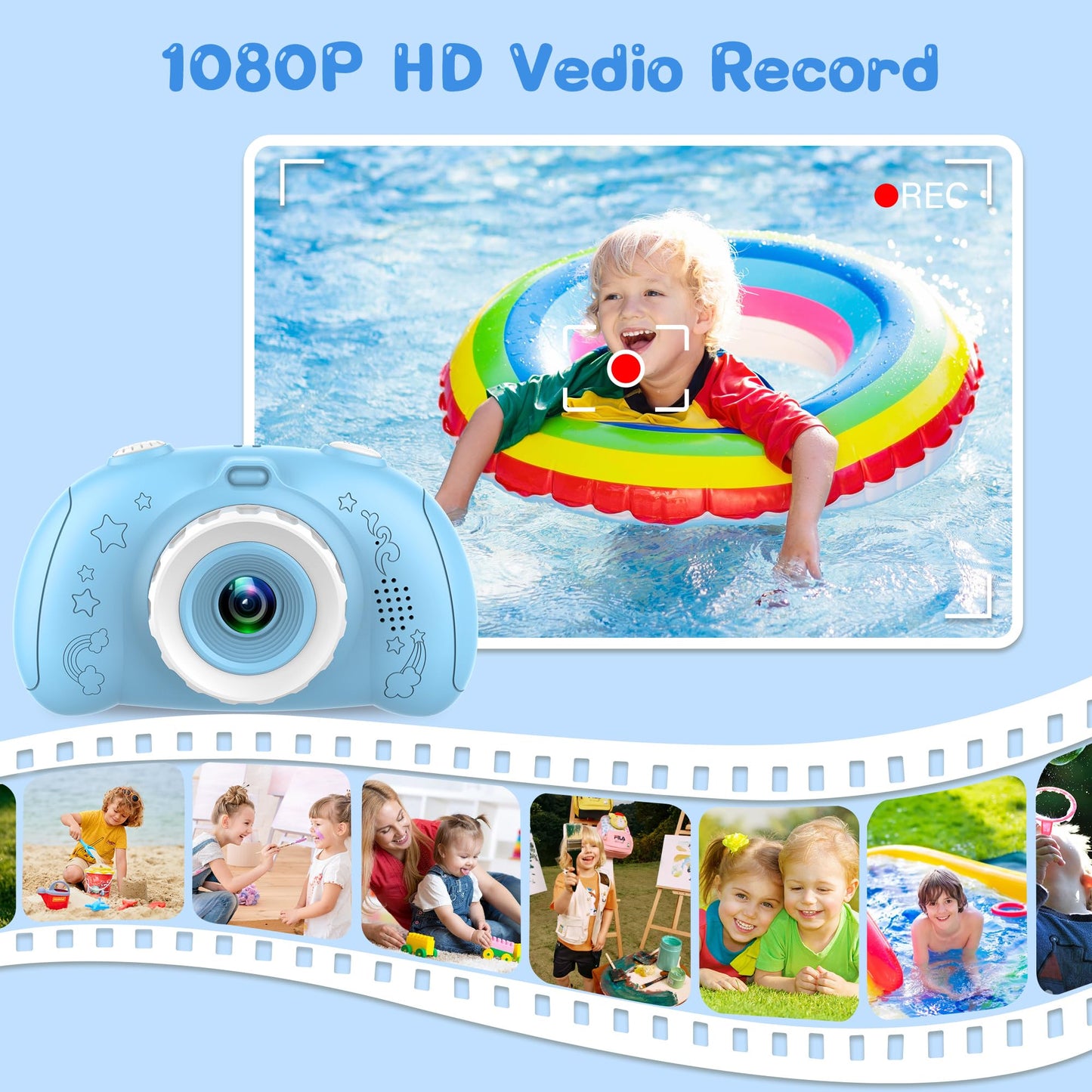 Kids Camera, Camera For Kids 3-12, Kids Digital Camera For Boys And Girls, With 32G Sd Card, Toddler Camera With 2.4-Inch Screen