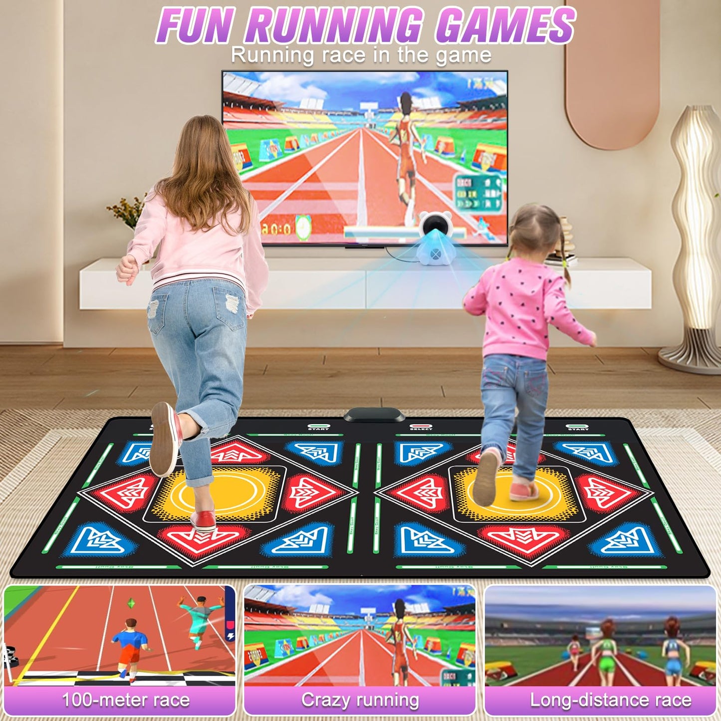 Tucraew Dance Mat, Electronic Dance Mat For Tv With Hd Camera, Wireless Double User Dance Mat With Game Controller, Non-Slip Dan