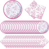 Zhehao 120 Pcs Disposable Paper Plates and Napkins Bulk Birthday Party Decorations Wedding Party Supplies(Pink,Pink Flowers)