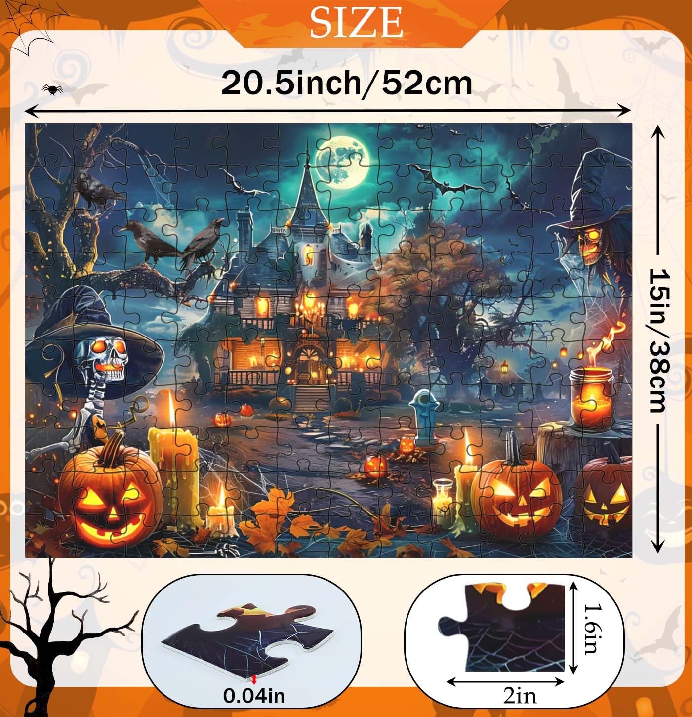Heipiniuye Halloween Puzzles 120 Pieces Scary Skeleton Puzzle Halloween Jigsaw Puzzle For Kids Adults Halloween Party Decoration