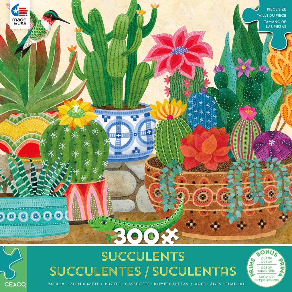 Ceaco - Succulents Collection - Stephanie'S Succulents - 300 Piece Oversized Jigsaw Puzzle