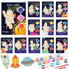 36Pcs Space Party Favors Space Cards with Art Supplies Outer Space DIY Wood Painting Craft Kits Astronaut Thank You for Coming G