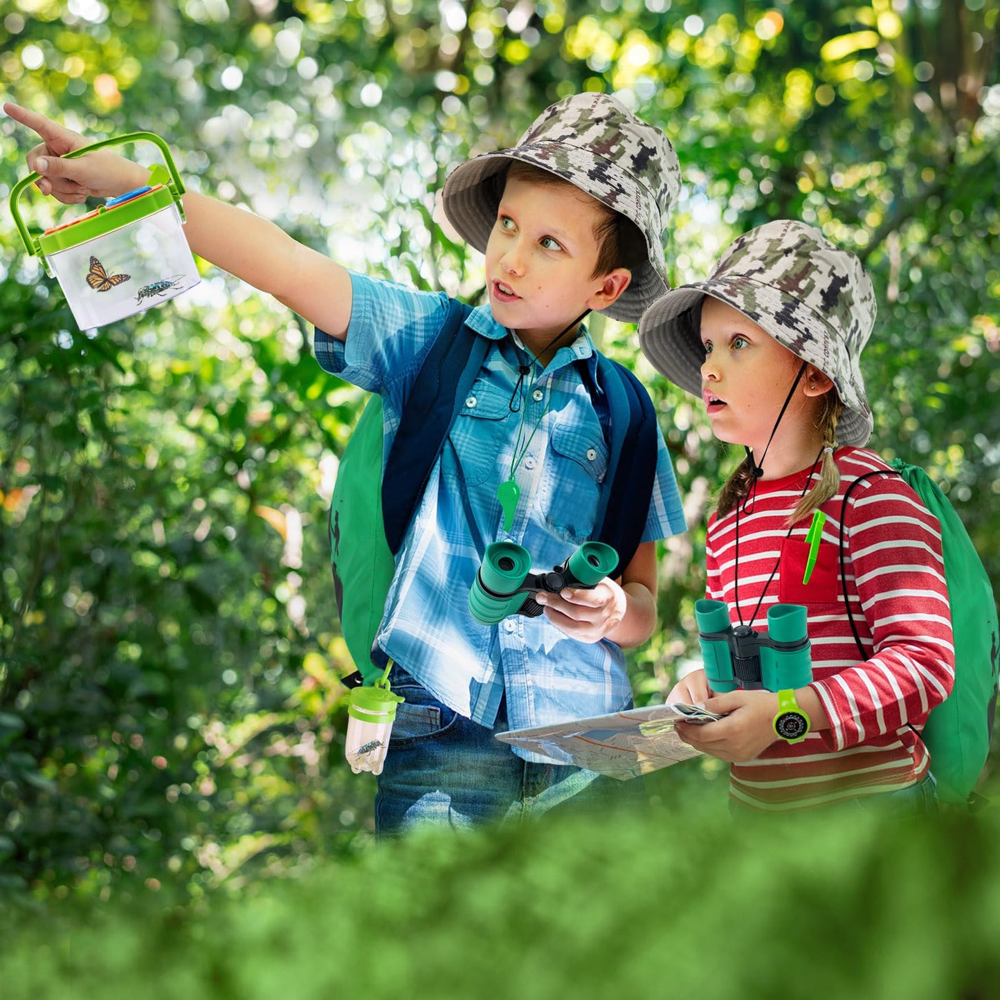 Essenson Bug Catcher And Kids Explorer Kit, Outdoor Bug Catching Explorer Adventure Kit With Binoculars, Summer Outdoor Toys For