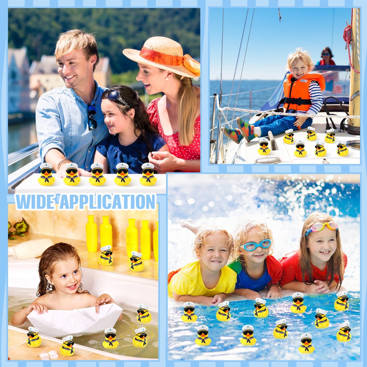 Shappy 24 Pcs Cruise Duck Bulk With Sunglasses Sets 2 X 1.9 X 2.4 Inch Mini Sailing Rubber Ducks Summer Cruise Ship Toy Squeaky Bath Party Toy Duckies For Birthday Party Favors (Yellow)