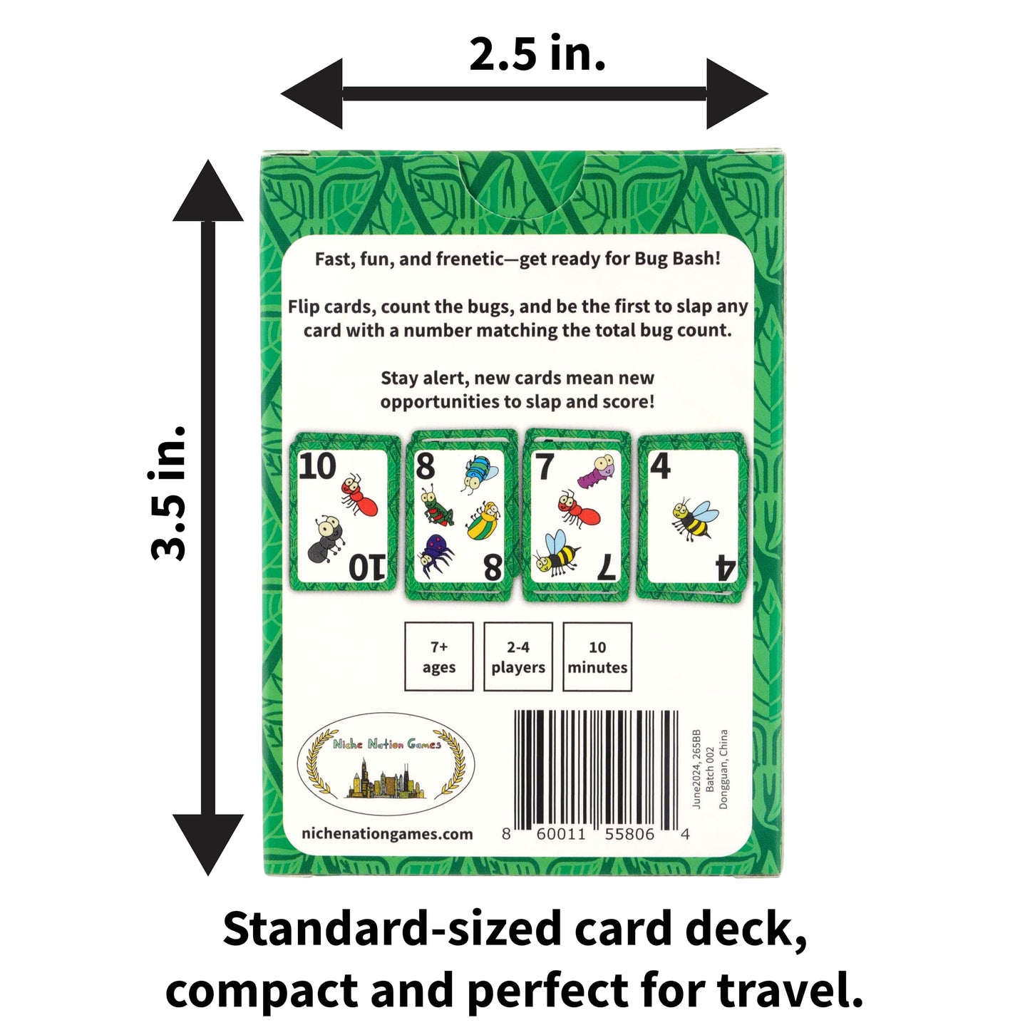 Niche Nation Games Bug Bash A Quick-Counting, Bug-Slapping Numbers Game For Kids 7-12 - Fast, Fun, And Frenetic Kids Card Game -