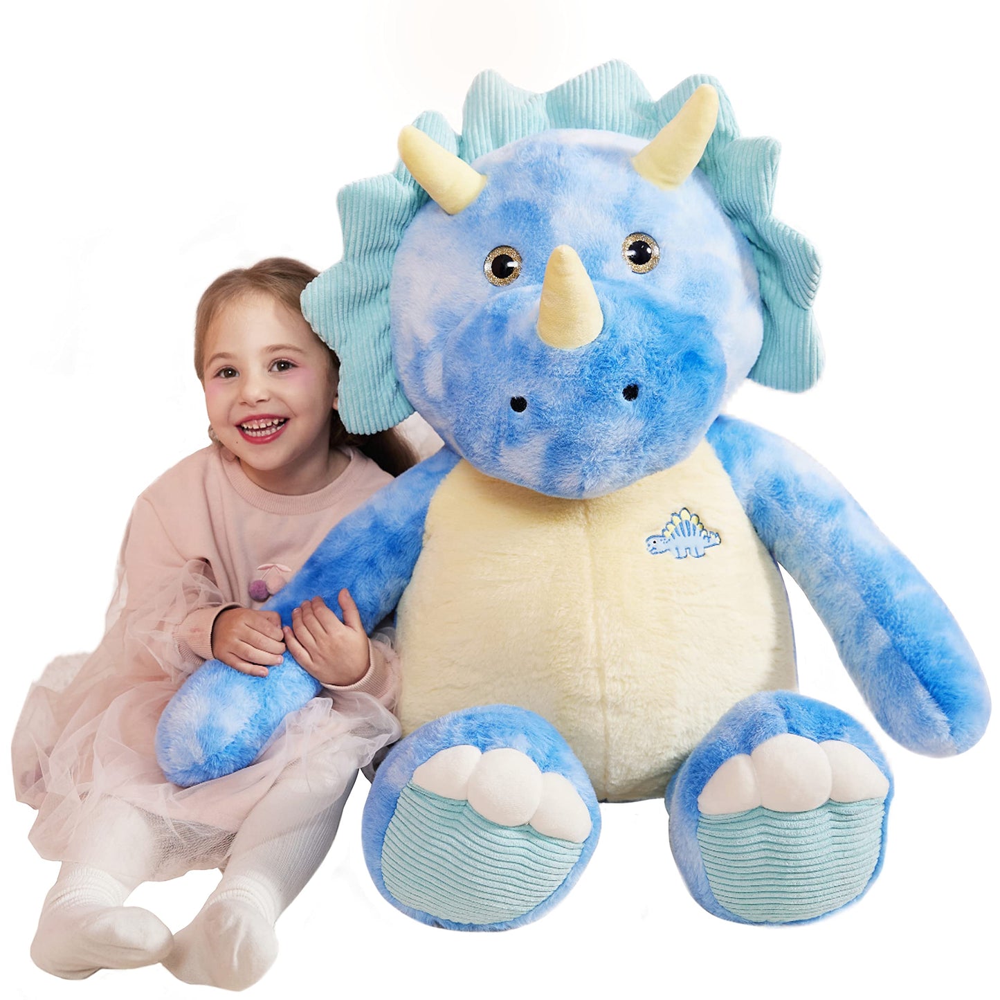 Ikasa Giant Triceratops Stuffed Animal Plush Toy,30' Large Dinosaur Big Jumbo Soft Toys, Huge Size Cute Fluffy Plushy Fat Plushie,Gifts For Kids