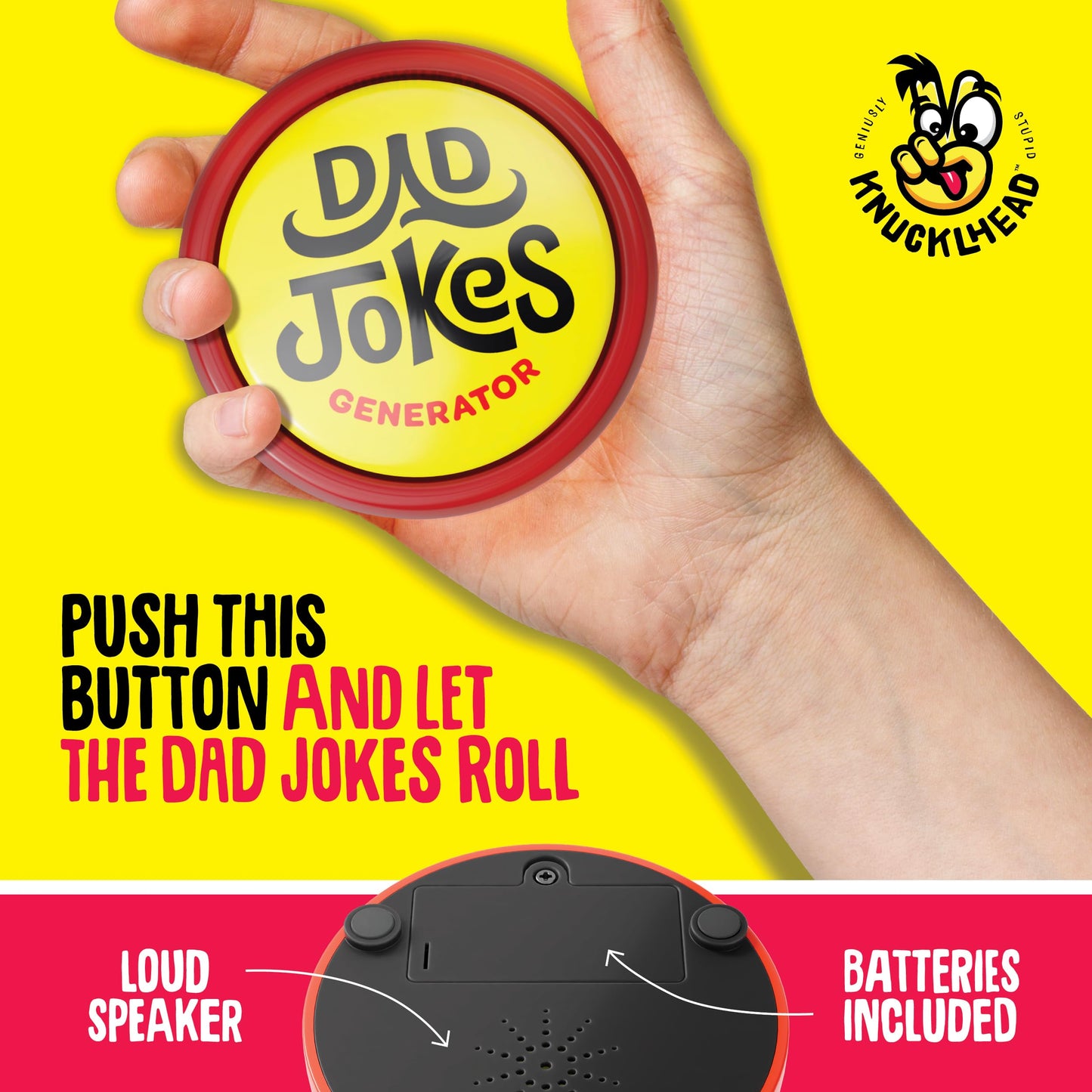 Dad Jokes Button - Features 50+ Funny Dad Jokes - Unique White Elephant Gift - Gifts For Fathers And Dads - Birthday Present Fro