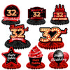Happy 32Nd Birthday Red And Black Table Honeycomb Centerpieces Balloons Theme Decor Table Decorations Table Toppers For Girls Women Princess 32 Years Old Birthday Party Bday Supplies Background Gold