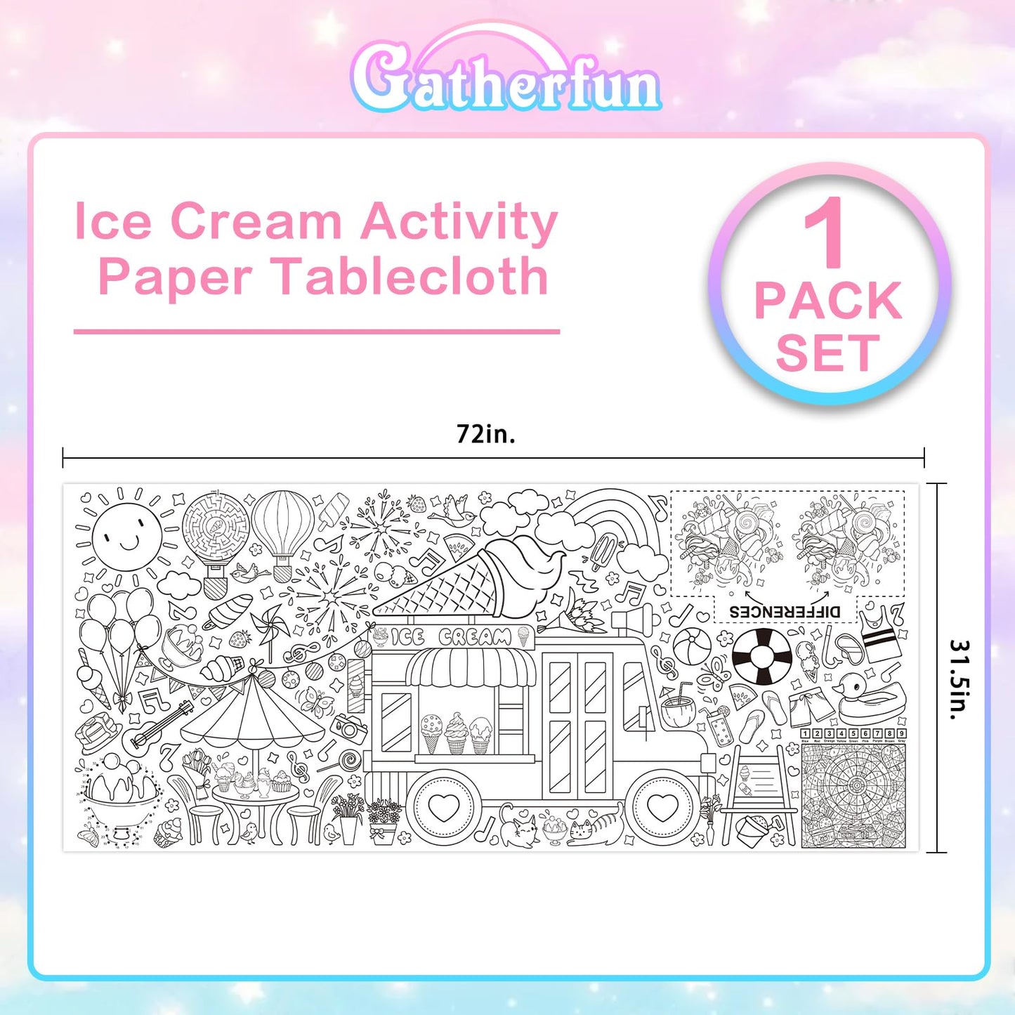 Giant Coloring Poster For Classroom Wall - Versatile 31.5 X 72 Inches Summer Activity Poster/Table Cover, School Parties, Summer
