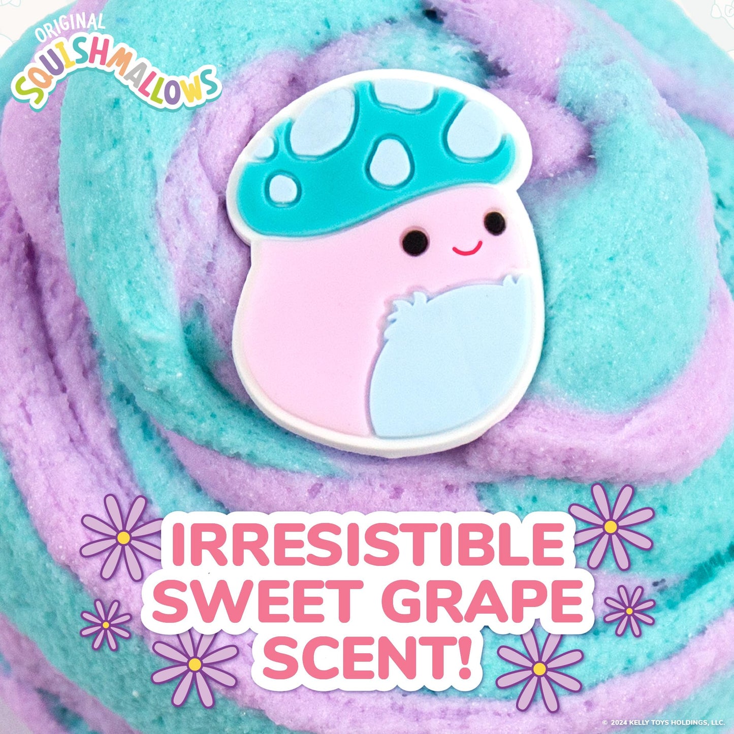 Squishmallows Pyle The Mushroom Premium Grape Scented Slime, 8 Oz, 3 Fun Slime Add Ins, Great Toys For 6 Year Olds