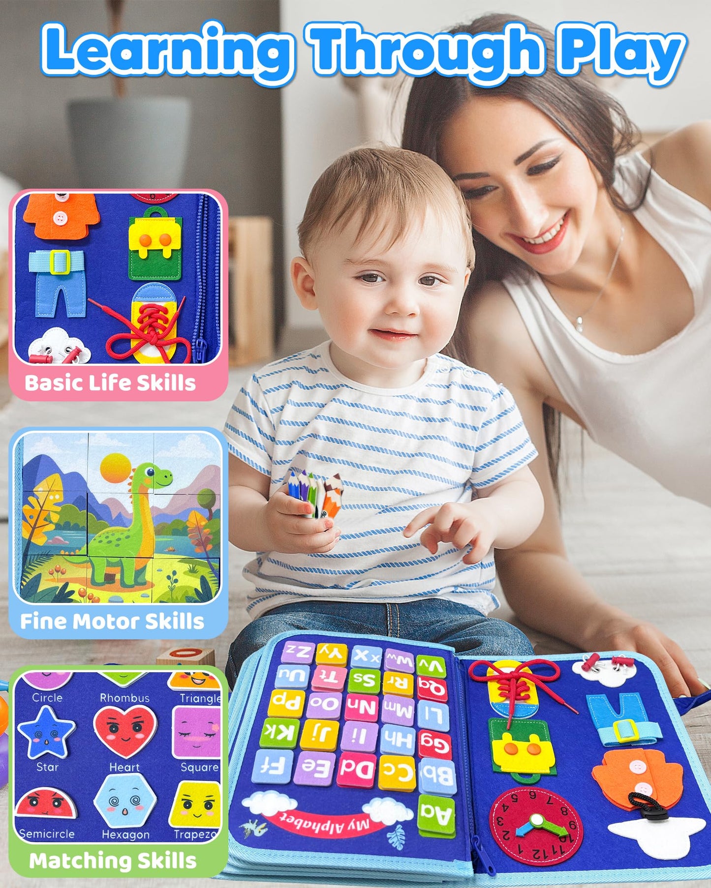 Walenty Toddler Busy Board Montessori Toys For 1 2 3 4 Year Old Boy Birthday Gifts, Busy Book Sensory Learning Toys For Toddlers