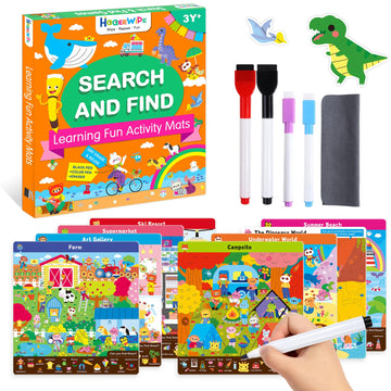 Hoqeewipe Search And Find Books For Kids, Reusable Art And Craft Supplies For Toddlers - Preschool Learning Activity, Gifts For