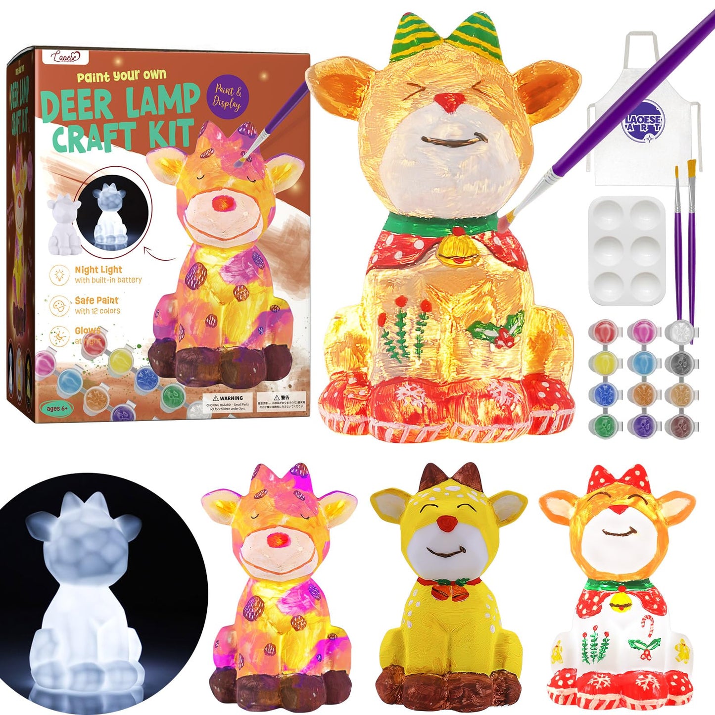 Laoese Paint Your Own Deer Lamp Kit, Art Supplies Arts & Crafts Kit, Painting Kit For Kids 6-12, Arts And Crafts For Kids Ages 8