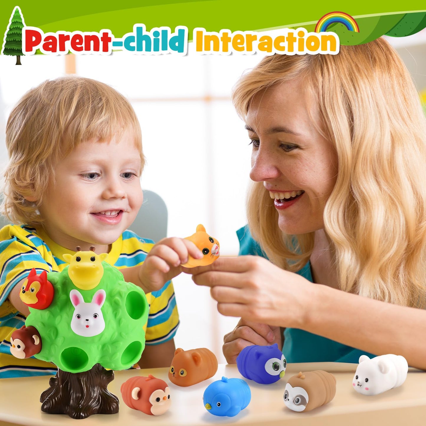 Snapglowz Toddler Toys, Animal Learning Toys For Toddlers 1-6 Forest Animal Playset Montessori Toys For 2-6 Boys Girls Animal Fi