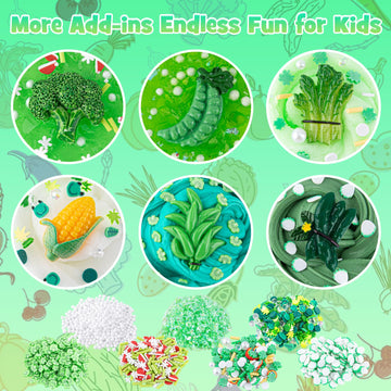 LAWOHO 6 Packs Gradient Green Slime Kit - Non-Sticky Cloud, Butter & Clear Slime, 360ml Vegetable, Fun Add-ins for Kids