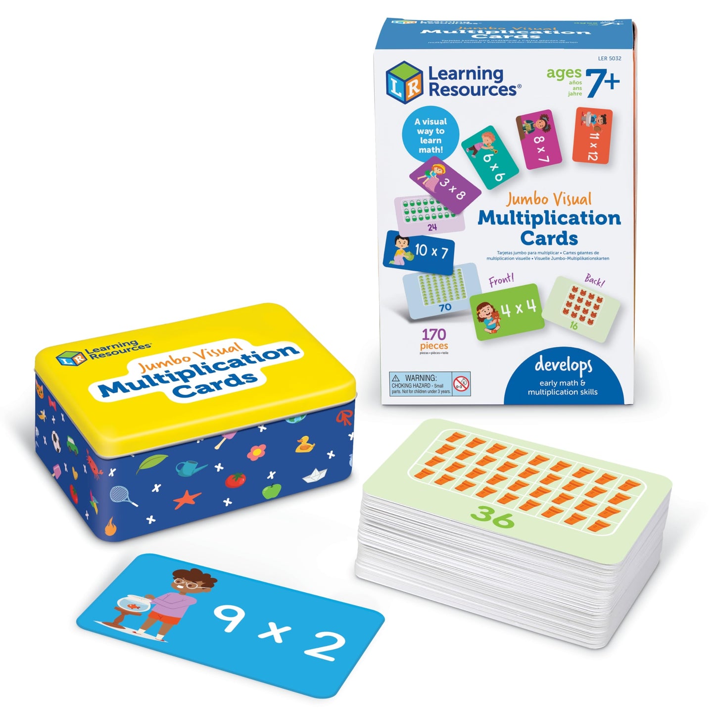 Learning Resources Jumbo Visual Multiplication Cards - Math Manipulatives, Montessori Activity, Back to School, Classroom Must H