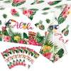 Breling Hawaiian Luau Tablecloths, 108 X 54 In Luau Decorationtropical Palm Leaves Table Cloth Hawaii Disposable Plastic Rectang
