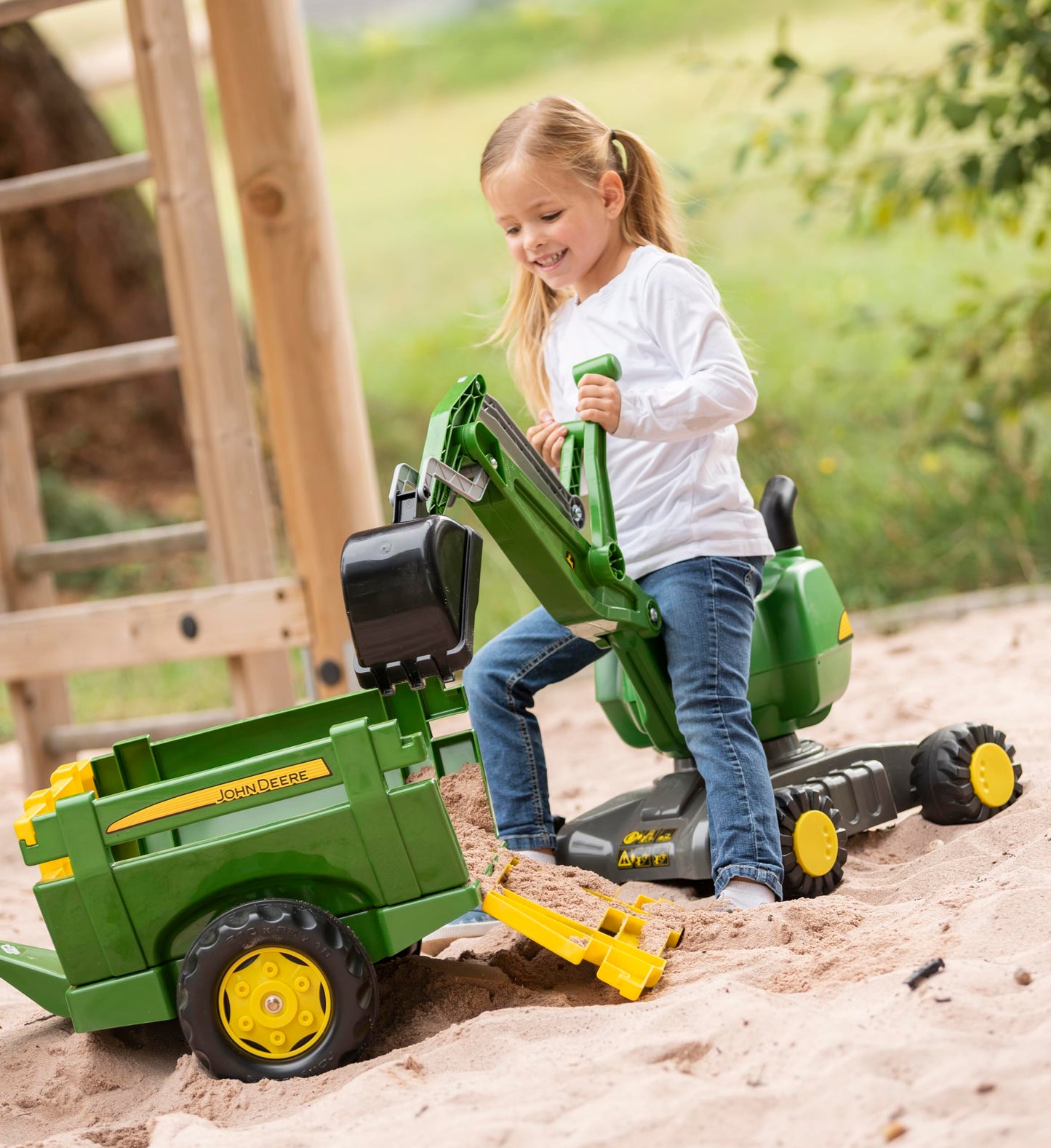 rolly toys John Deere Farm Trailer with Detachable Sides for Pedal Tractor, Youth Ages 3+