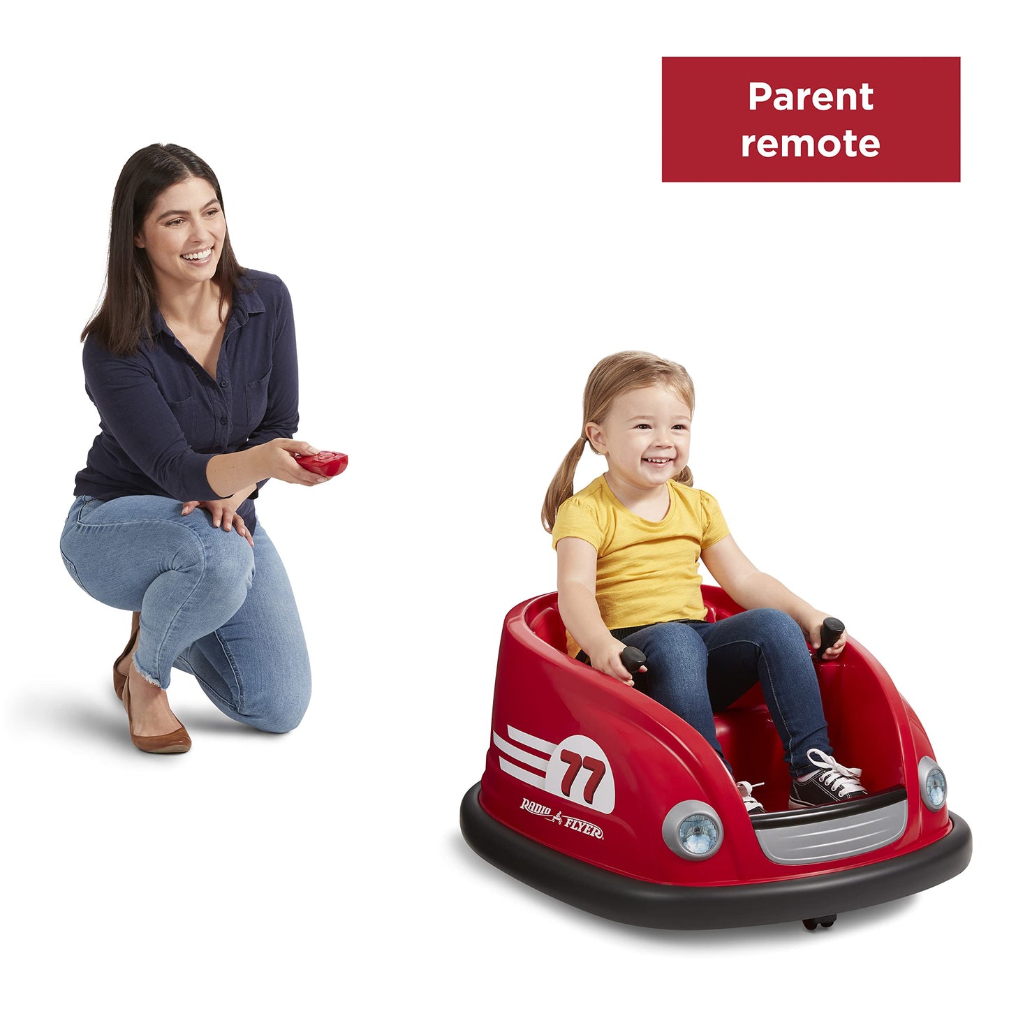 Radio Flyer 6V Battery Powered Bumper Car, Electric Ride On With Remote, Toddler Ride On Toy For Ages 1.5+ Years, Large