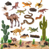 SIENON 32Pcs Desert Animal Figurines Set - Plastic Models with Camel, Fox, Rattlesnake & More - Perfect for Diorama Projects & Party Décor
