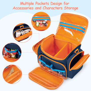 GRAOSO Carrying Case for Toniebox, Blue PVC Portable Bag with Shoulder Strap, Travel Storage for Audio Player
