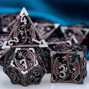 ARUOHHA Hollow DND Metal Dice Set Dungeons and Dragons Black Red D and D Dice, D+D RPG D&D Dice Role Playing Games Polyhedral Di