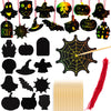 ArtCreativity Halloween Crafts (Bulk) - Scratch Art for Kids, 60 Sets with 60 Designs, 60 Sticks & Red Strings - Magic Colorful