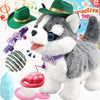 Walking Husky Barking Dog Toy For Child Kid Licking Talking Dog With Leash, Interactive Puppy That Barks Tail Wagging Plush Robo
