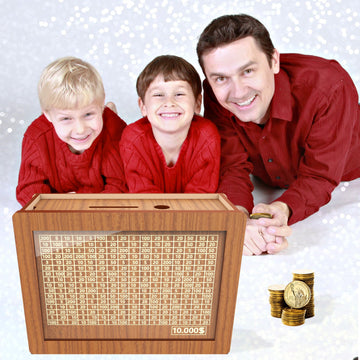 2 Pack Piggy Bank For Adults Kids, Wooden Coin Bank For Boys And Girls, Cash Vault Money Saving Box With Counter $10000 Savings