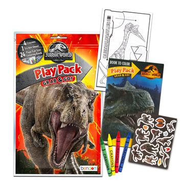 Jurassic World Party Favors Pack ~ Bundle Of 12 Jurassic World Play Packs Filled With Stickers, Coloring Books, Crayons With Bonus Loot Bags And More (Jurassic World Party Supplies)