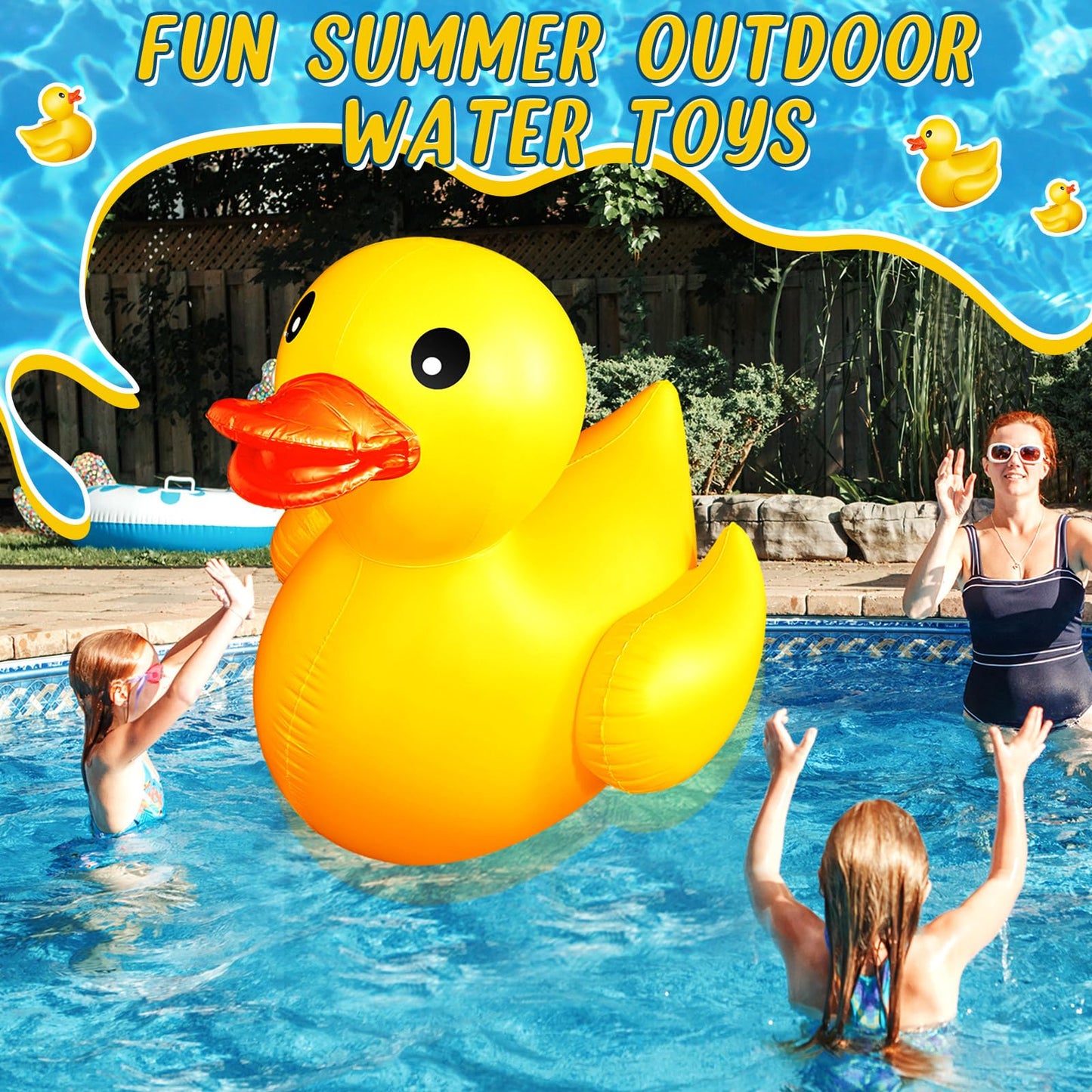 Hungdao Giant Inflatable Duck Pool Float - 5 Ft Yellow PVC Rubber Duck for Summer Beach & Pool Parties