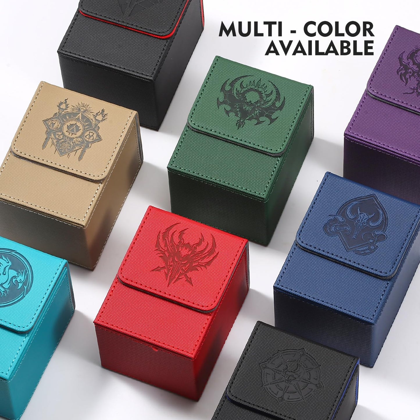 Komick enhanced PU Leather Card Storage Box for MTG Yugioh Deck Box Holds 100+ Gamegenic MTG Box with 2 Dividers for Collectible Trading Cards Deck Box TCG MTG CCG (Red Griffin)