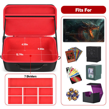 casmilee Trading Card Storage Deck Box for MTG/for TCG/for Magic The Gathering/for Yugioh Sports Cards Commander Deck Boxes Organizer with 7 Dividers Holds Playmat & Dice (Case Only)
