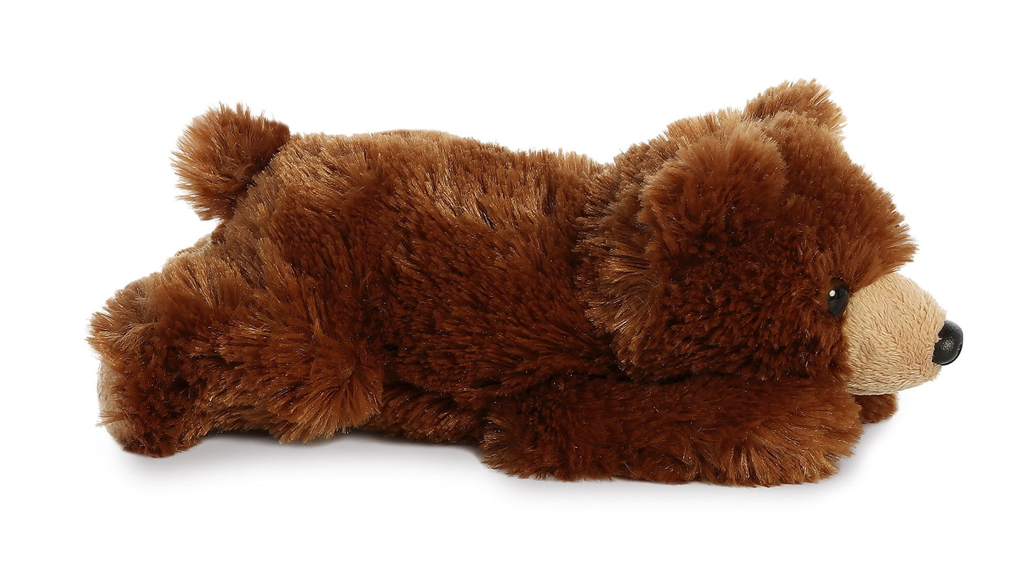 Aurora® Mini Flopsie™ Grizzly Bear Stuffed Animal, 8" Brown, Polyester, Model 31740 - Adorable & Playful Companion
