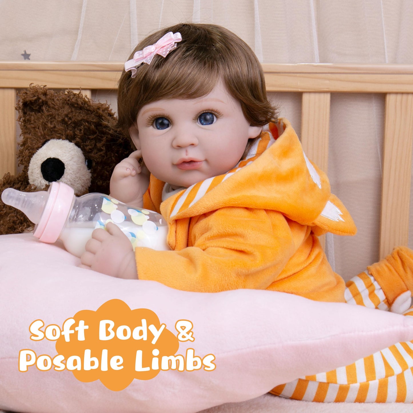 Ekokiz Realistic Baby Dolls 22-Inch Lifelike Baby Dolls Soft Cloth Body Lovely Real Life Reborn Baby Dolls With Clothes And Toy