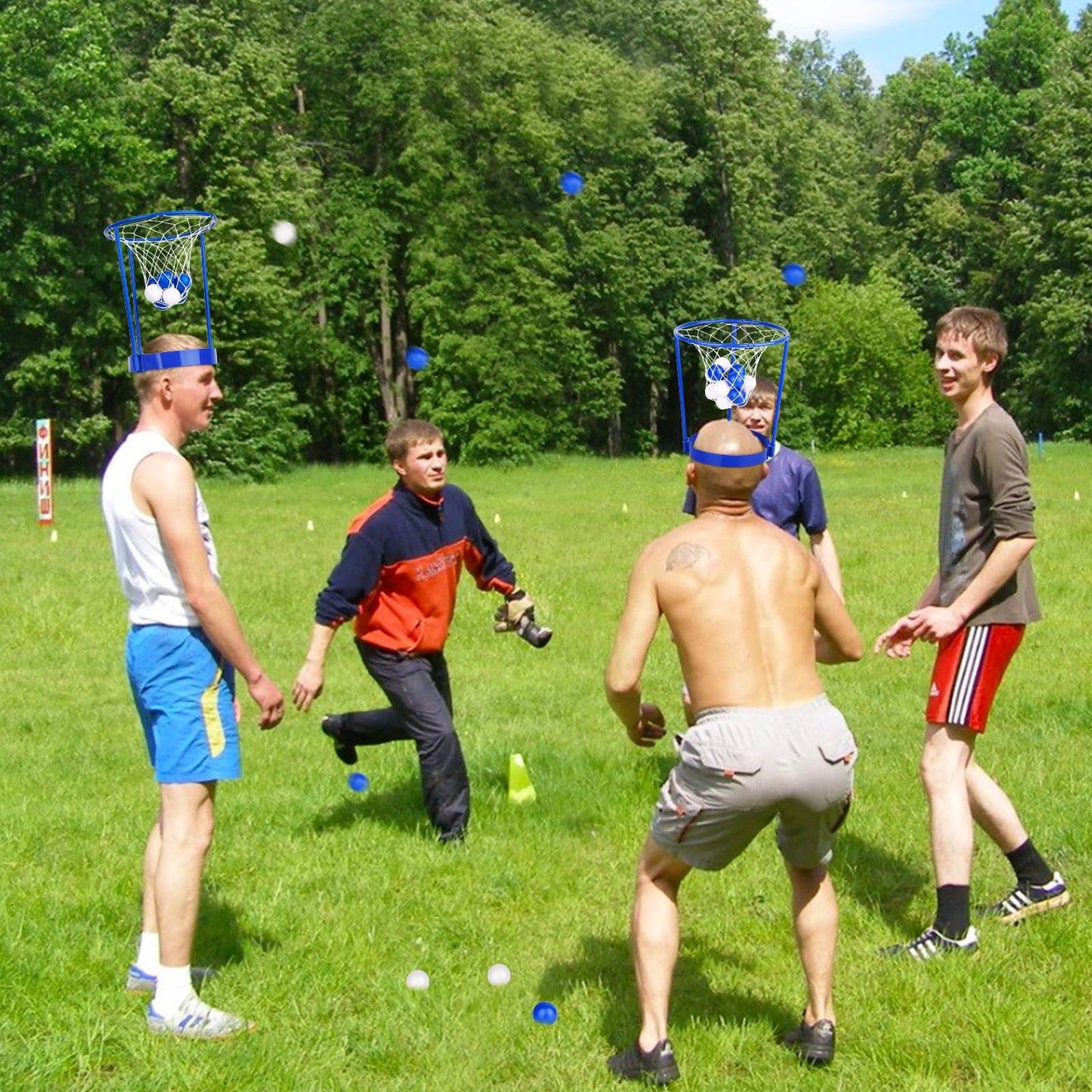 3 Pack Head Hoop Basketball Party Game For Kids And Adults Carnival Games Adjustable Basket Net Headband With 40 Balls For Birthday Party Basket Head Game Family Indoor Outdoor Fun Activities