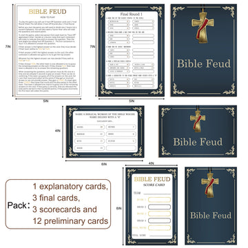 Tuiemie Bible Feud Quiz - Family Trivia Game, 5x7 & 4x6 Inches, Multicolor Paper Cards for Adults & Church Groups