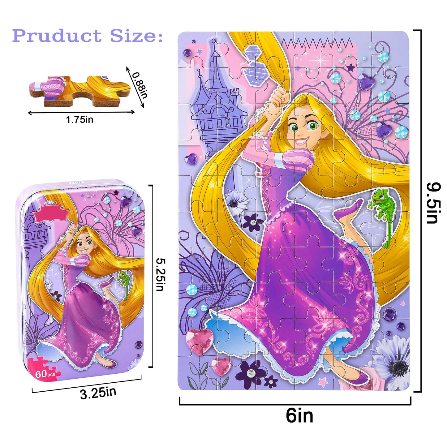 Lelemon Puzzles For Kids Ages 4-8, 60 Piece Puzzles For Kids Ages 3-5,Cool Jigsaw Puzzles Kids Puzzles In A Metal Box,Educational Learning Puzzle Games Puzzle Toys Gifts For Girls And Boys