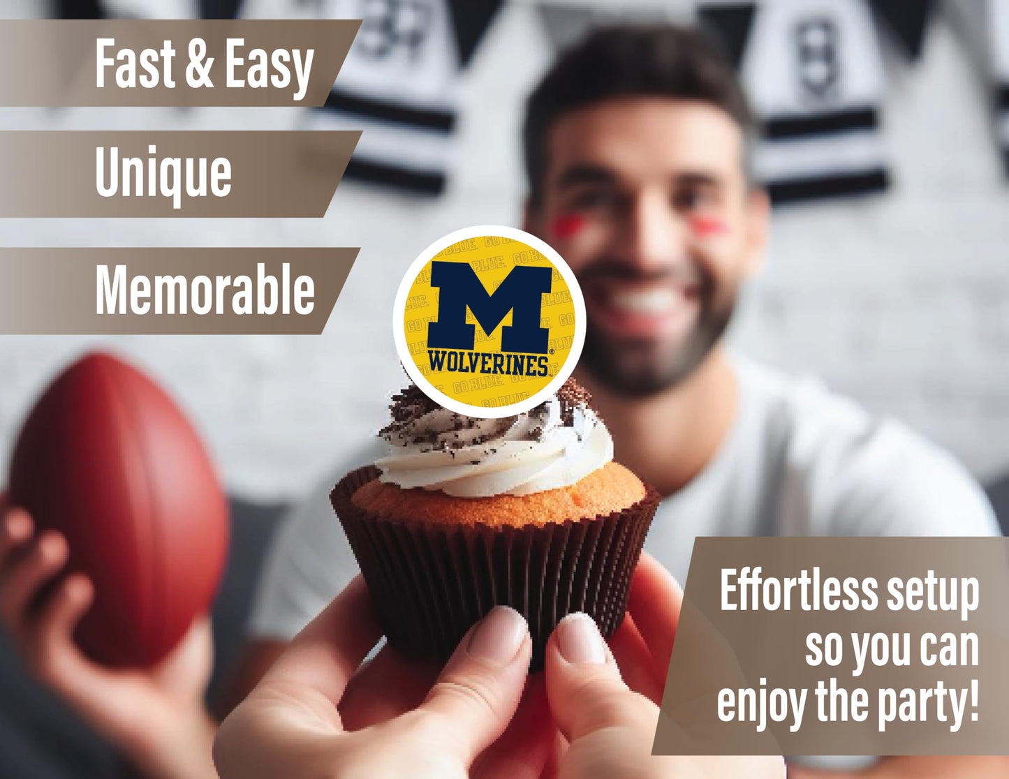 Michigan Party Supplies (42 Pieces) U Of M Party Decorations For Graduation, Football Tailgating, Birthday U Of M Party With Mic