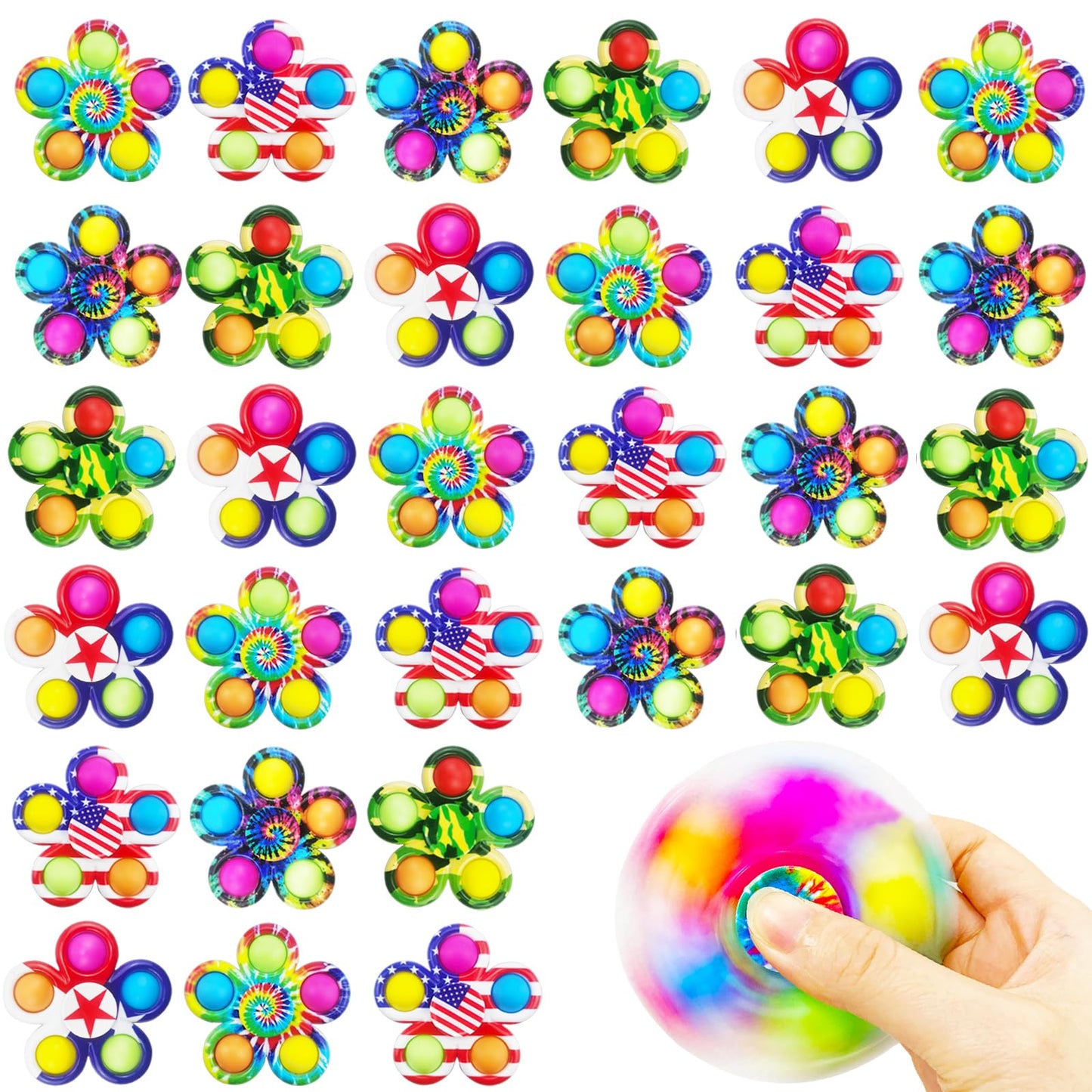 30 Fidget Spinners Toys, Party Favors Gifts For Kid,Pop Fidget Spinner Pack Bulk, Little Sensory Fidget Toys Pack, Classroom Pri